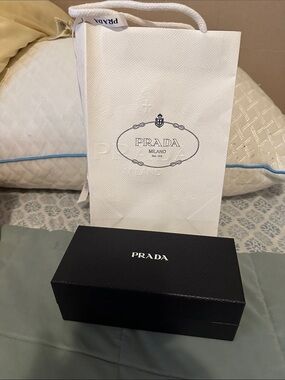 Prada Black Box with White Logo Shopping Bag